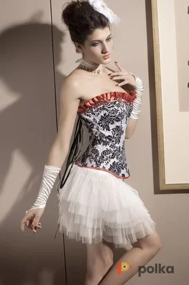 Возьмите Костюм для фотосессии: светлый корсет с черным рисунком в стиле арт-деко напрокат (Фото 1) в Москве