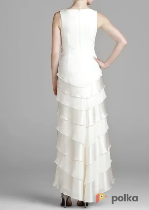 Возьмите Платье белое Tadashi Shoji Tiered Silk Gown with Brooch 46 размер напрокат (Фото 1) в Москве