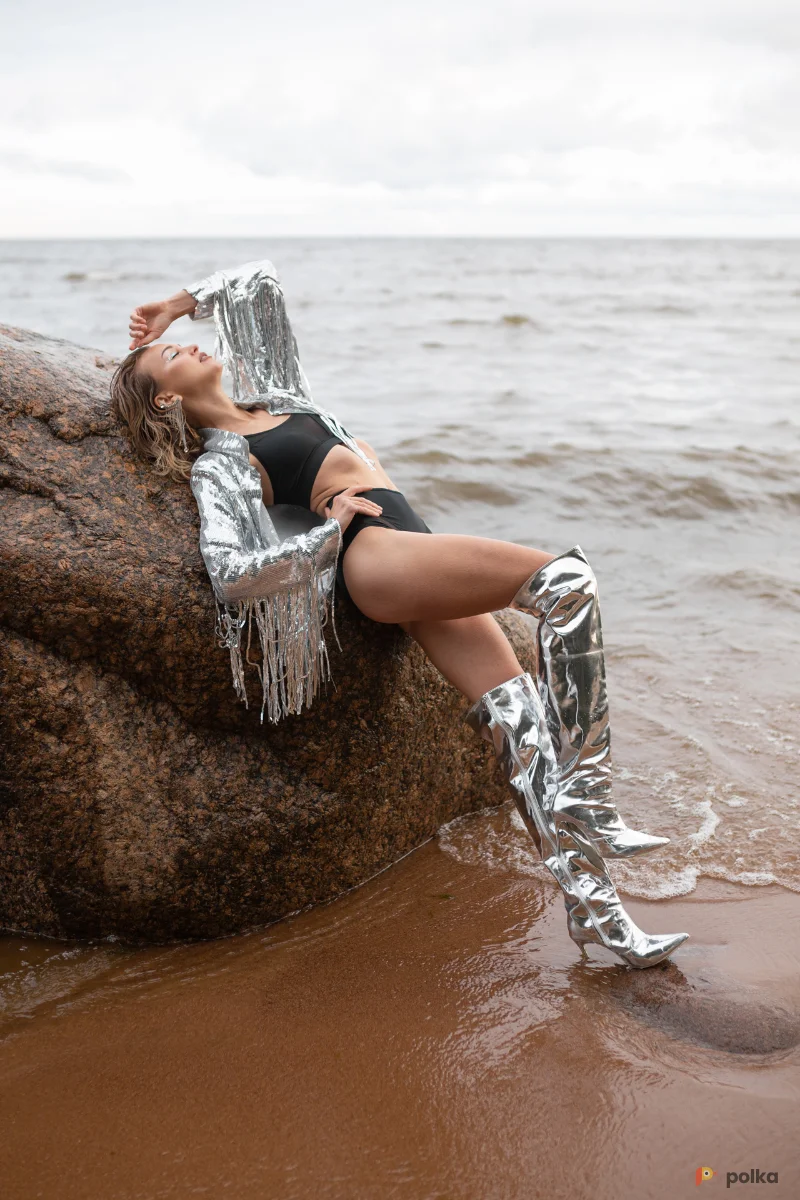 Возьмите Ботфорты цвет- серебро  напрокат (Фото 1) в Москве