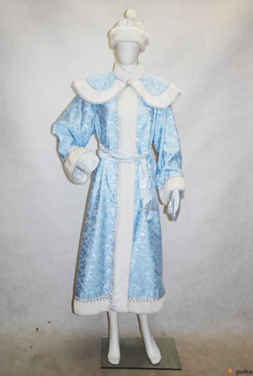 Возьмите СНЕГУРОЧКА длинная с пелериной (парча голубая)  напрокат (Фото 1) в Москве